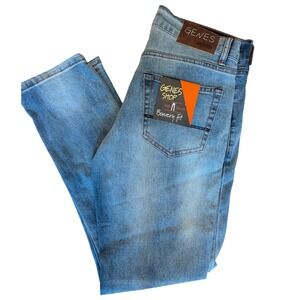 Genes Shop Bowery Slim Fit Jeans Mens 30x30 Light Wash Blue Premium Denim NWT